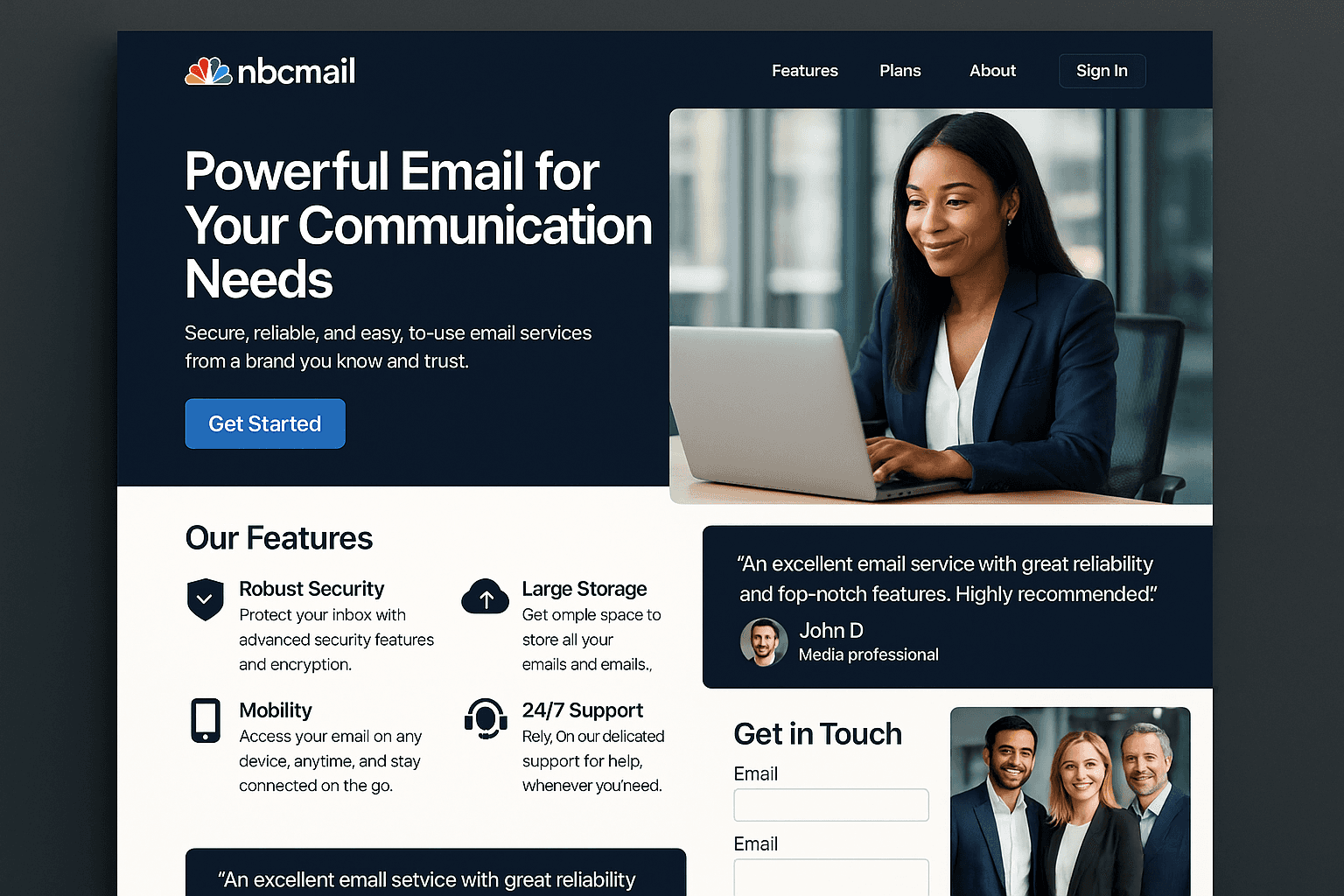 nbcmail.com website mockup